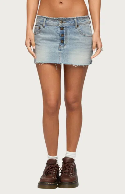 Edikted Emree Distressed Denim Miniskirt In Blue