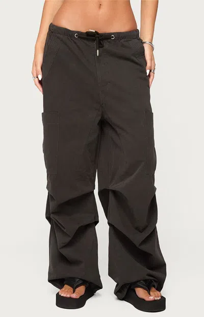 Edikted Women's Emzi Baggy Cotton Cargo Pants In Washed Black In Animal Print