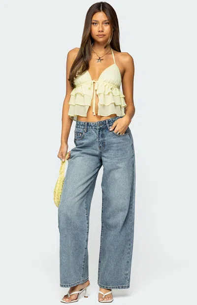 Edikted Women's Ery Wide Leg Mid Rise Jeans In Light Blue