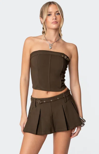 Edikted Women's Erynne Belted Corset In Olive In Brown