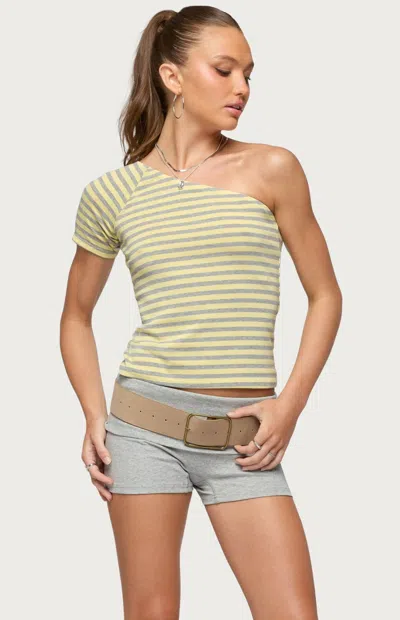 Edikted Eulia One-shoulder Stripe Top In Yellow