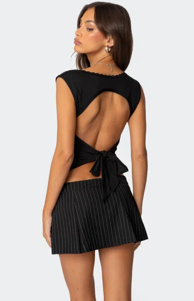 Edikted Fae Square Neck Open Back Top In Black