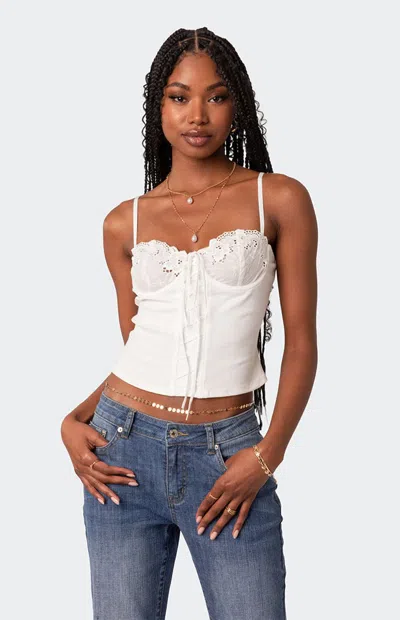 Edikted Women's Fairygirl Cupped Lace Up Corset In White