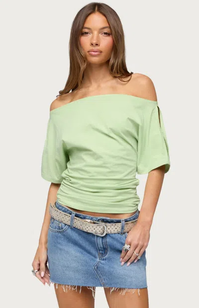 Edikted Women's Feng Off-the-shoulder Cutout Top In Sage In Green