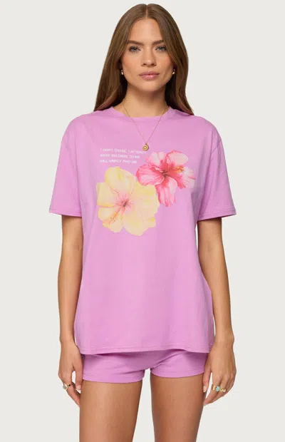 Edikted Fleur Hibiscus Graphic T-shirt In Purple