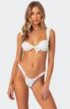 Edikted Scrunched Floral Underwire Bikini Top In White