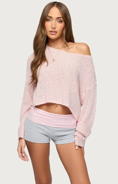 Edikted Women's Florentina Off Shoulder Sweater In Pink