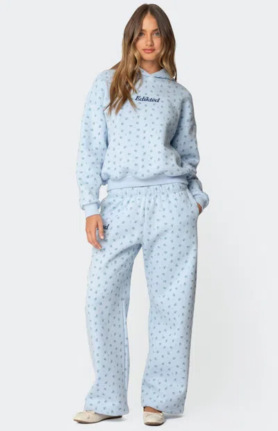 Edikted Flower Power Sweatpants In Light-blue