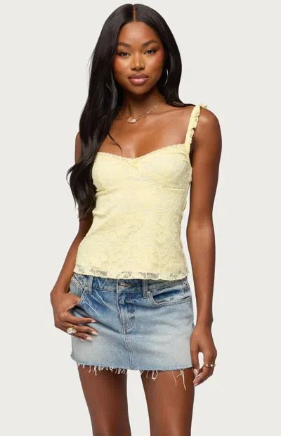 Edikted Women's Frankie Lace Babydoll Tank Top In Yellow