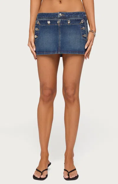 Edikted Fridie Denim Miniskirt In Blue