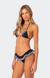 Edikted Frilly Triangle Bikini Top In Black