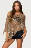 Edikted Open Stitch Sequin Fringe Poncho In Multi