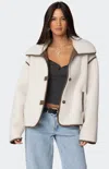 Edikted Frost Oversized Shearling Jacket In White