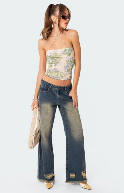 Edikted Women's Garden Party Printed Top In Blue