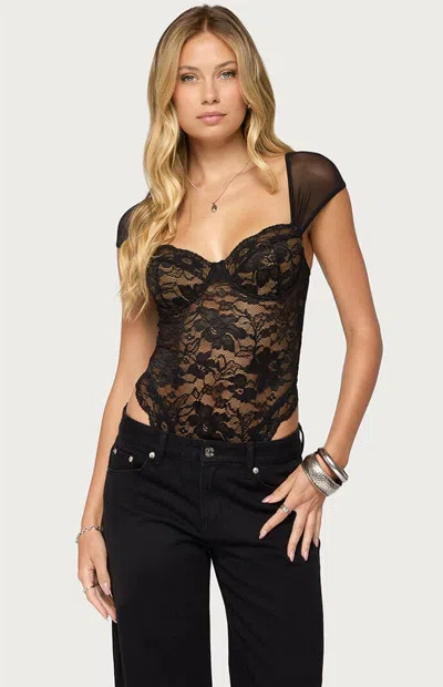 Edikted Women's Gasha Lace Cupped Bodysuit In Black