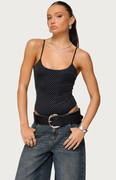 Edikted Georgey Rhinestone Bodysuit In Black | ModeSens