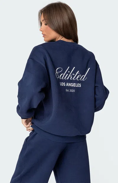 Edikted Women's Get  Sweatshirt In Navy In Blue