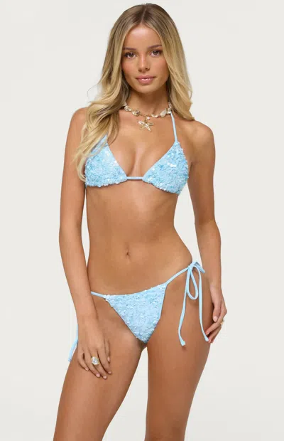 Edikted Women's Grace Sequin Triangle Bikini Top In Blue