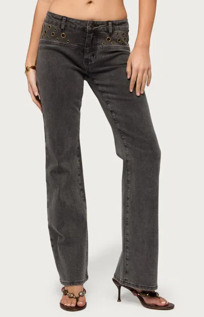 Edikted Grommet Straight Leg Jeans In Black