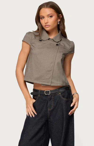 Edikted Haislee Plaid Tailored Shirt In Green
