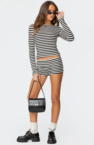 Edikted Women's Hali Striped Knit Shorts In Black/white In Multi