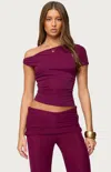 Edikted Halli Twist One-shoulder Top In Burgundy