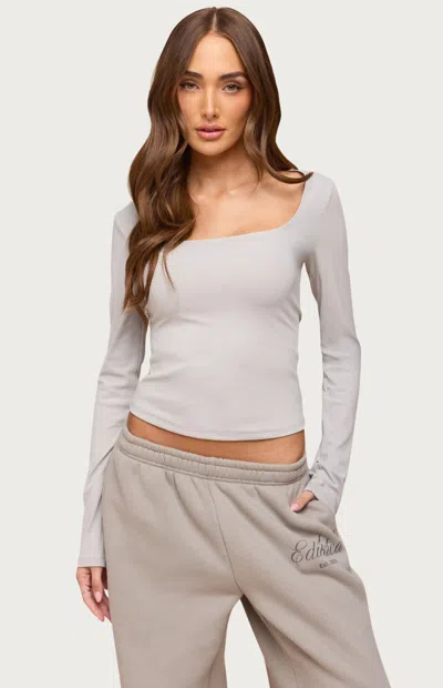 Edikted Hayden Long Sleeve Top In Gray