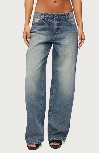 Edikted Heidie Low Rise Baggy Jeans In Blue