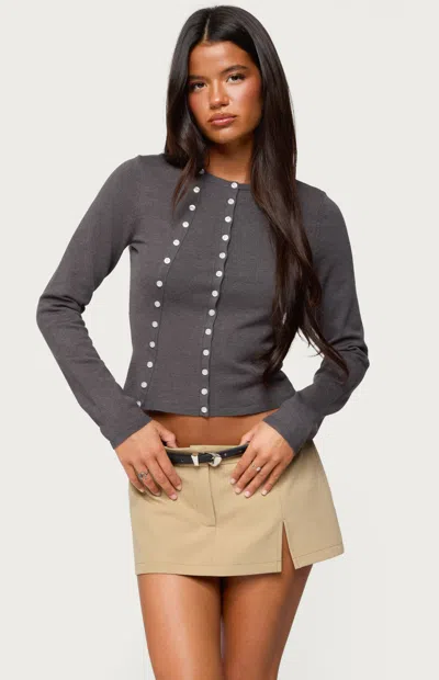 Edikted Hestia Double Breasted Cardigan In Gray