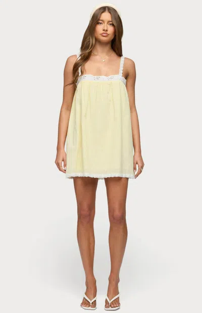 Edikted Women's Hipla Contrast Lacey Cotton Dress In Yellow