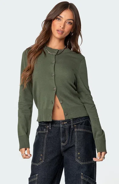 Edikted Hollie Cotton Cardigan In Olive