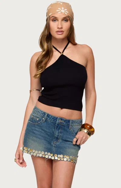 Edikted Hollis Crop Cotton Blend Halter Top In Multi