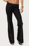 Edikted Hook & Eye Low Rise Bootcut Pants In Black
