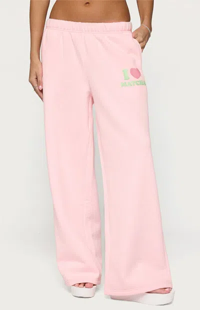 Edikted Women's I Heart Matcha Sweatpants In Light Pink