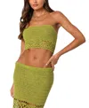 Edikted Ida Open Knit Tube Top In Green
