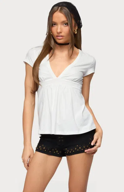 Edikted Ilana V-neck Babydoll Top In White