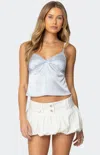 Edikted Imani Satin Effect Tank Top In Blue