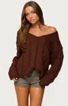 Edikted Inga Oversize Cable Stitch Sweater In Brown
