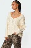 Edikted Inga Oversize Cable Stitch Sweater In Cream