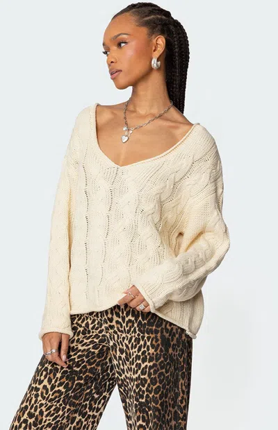 Edikted Inga Oversize Cable Stitch Sweater In Cream