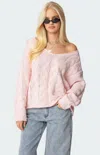 Edikted Inga Oversized Cable Knit Sweater In Pink