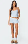 Edikted Irene Low Rise Microshorts In Blue