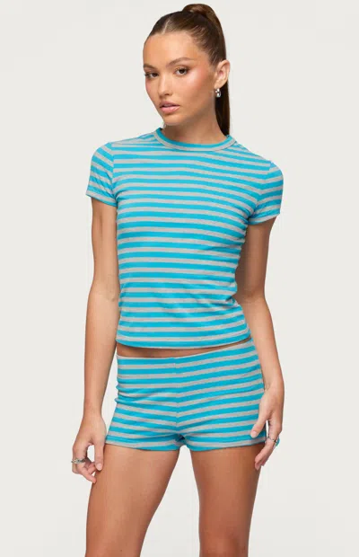 Edikted Women's Isara Striped T-shirt In Blue/gray