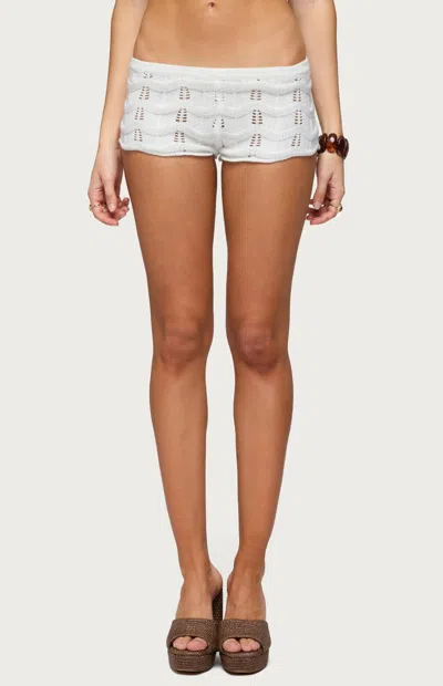 Edikted Isola Crochet Shorts In White