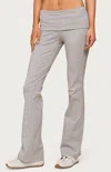 Edikted Ivanne Foldover Stretch Cotton Flare Pants In Gray