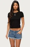 Edikted Izabella Shredded Back T-shirt In Black