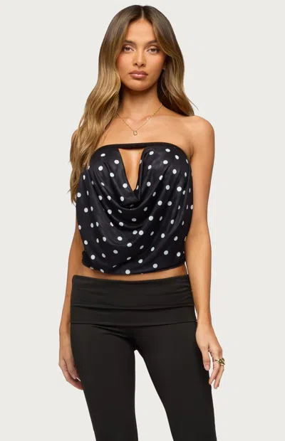 Edikted Women's Jaclyn Polka Dot Mesh Strapless Top In Black/white