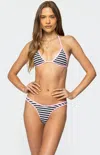 Edikted Jayla Striped Triangle Bikini Top In Gray