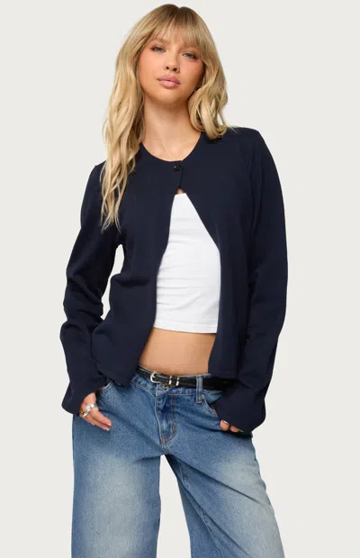 Edikted Jenie Split Front Knit Cardigan In Blue