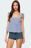 Edikted Jenson Backless Gingham Top In Blue